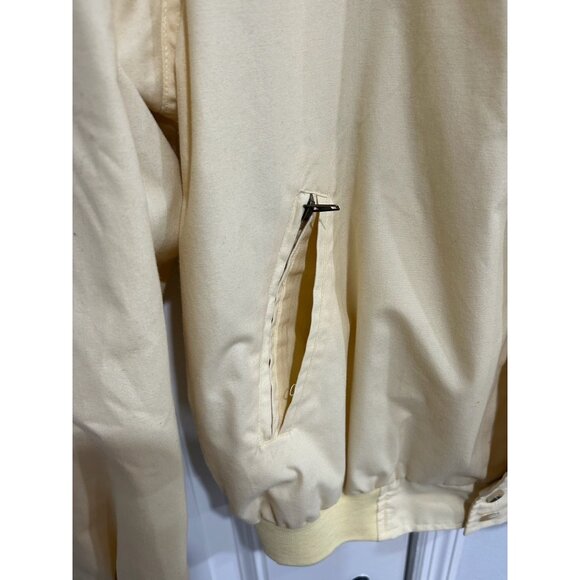 Vintage Windbreaker Ivory Bomber Jacket Zip Pockets and Ribbed Hem SZ Medium - Picture 5 of 9